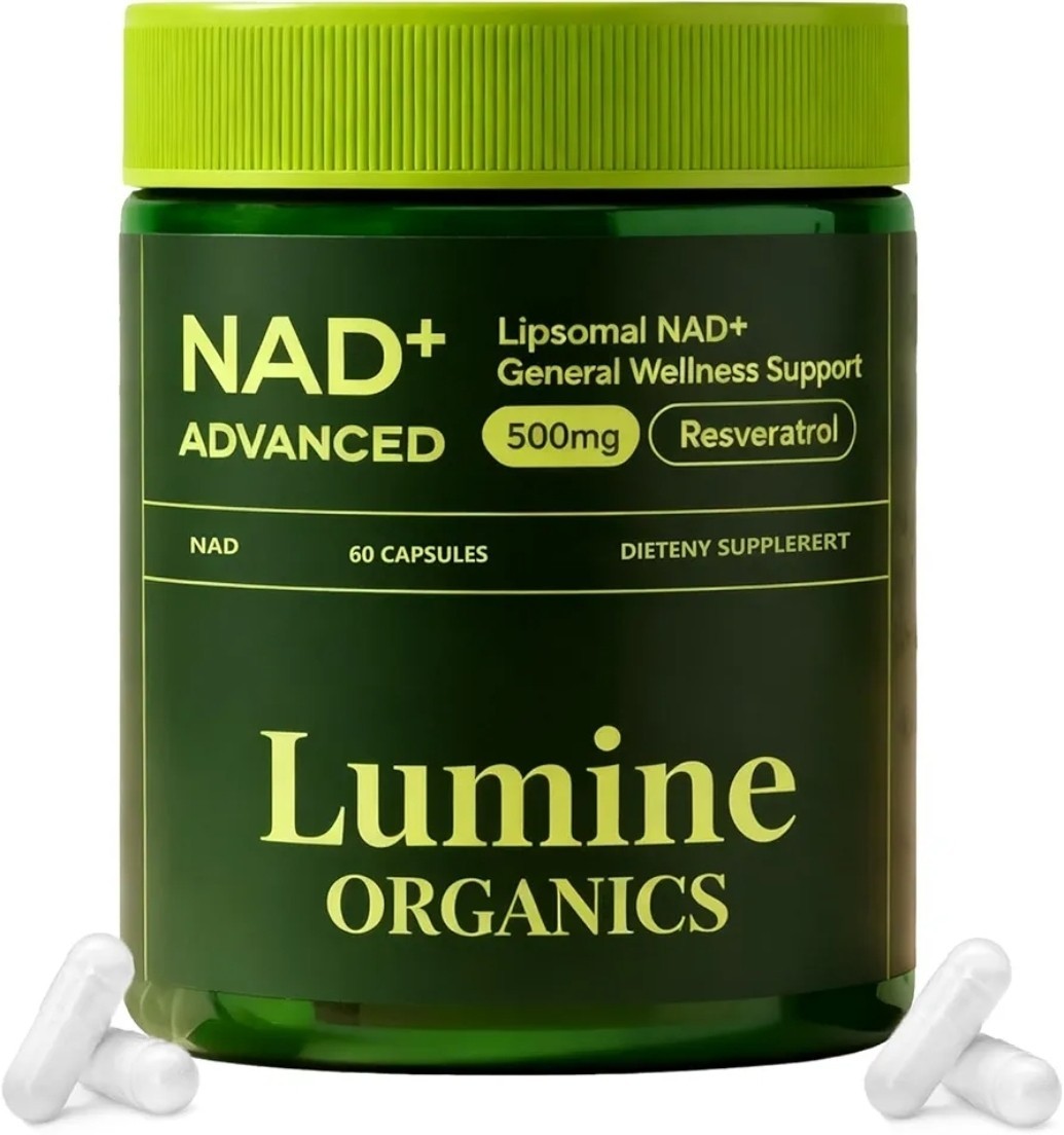 Lumine Organics NAD+ Supplement for Energy Metabolism Support, Liposomal 60 Caps