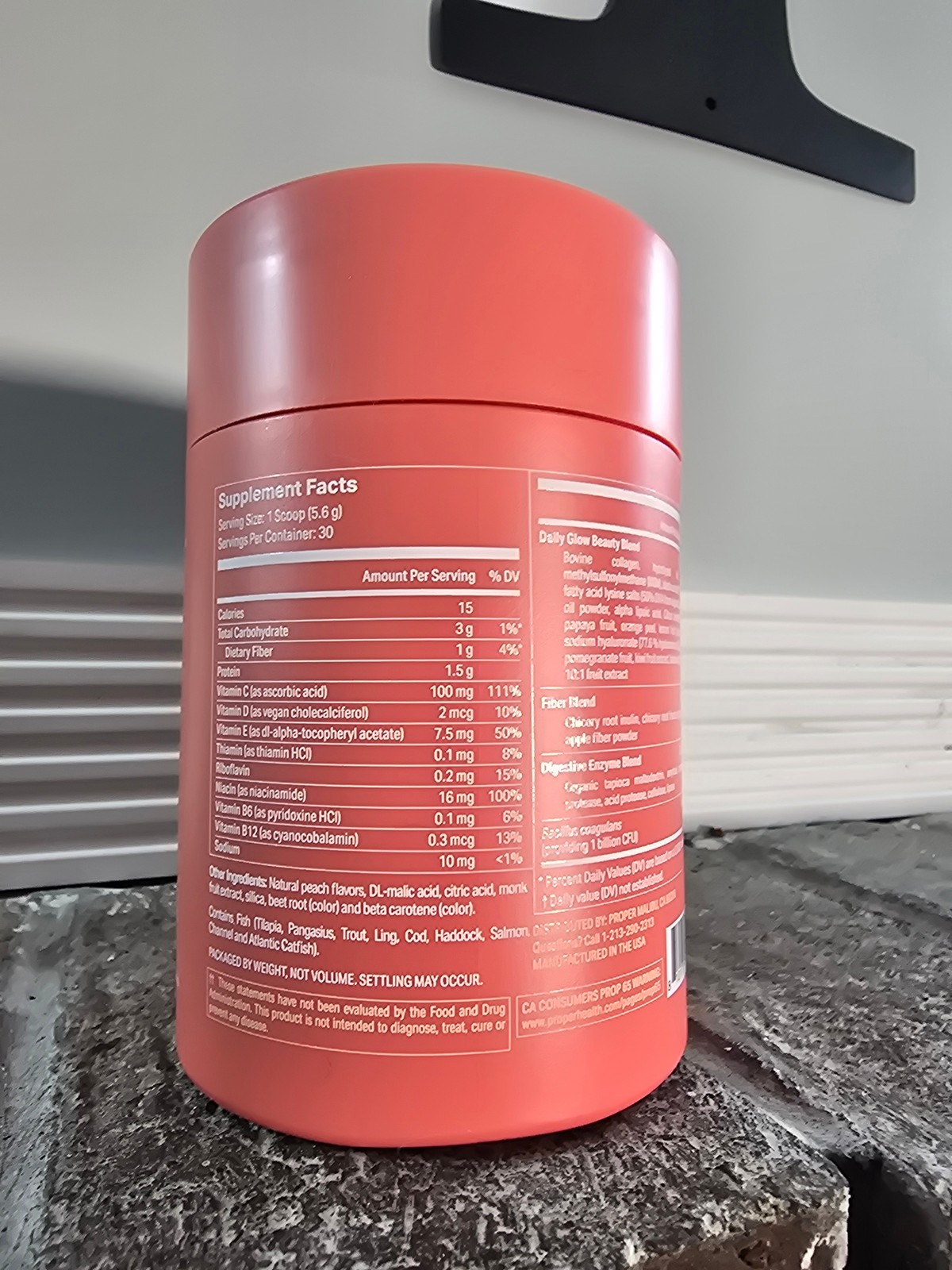 Proper Daily Glow Nutrient-Dense Superfood Powder Peach Flavor