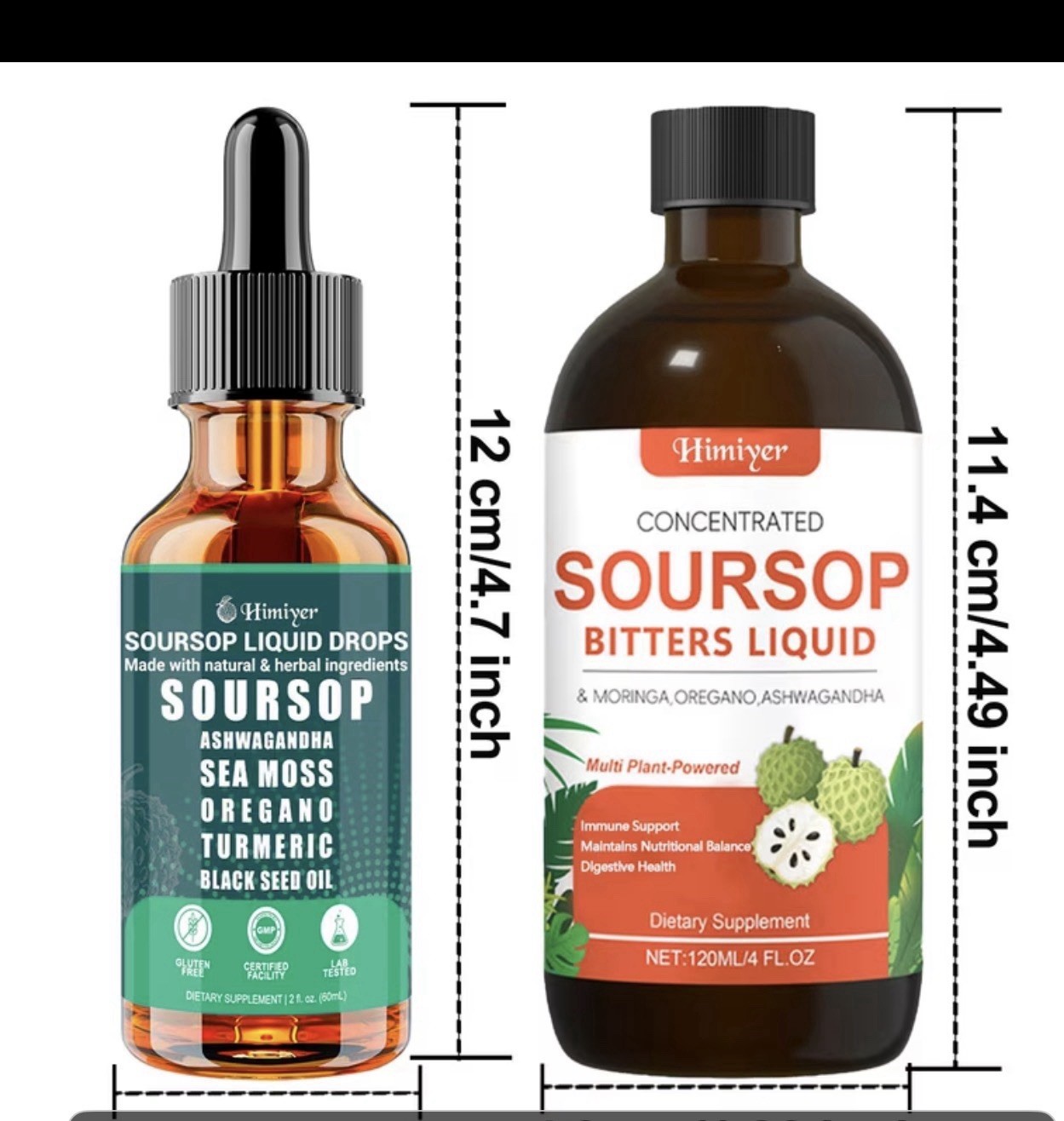 Himiyer Soursop Drops + Soursop Bitters Liquid Bundle, 120 mL (4 fl oz)