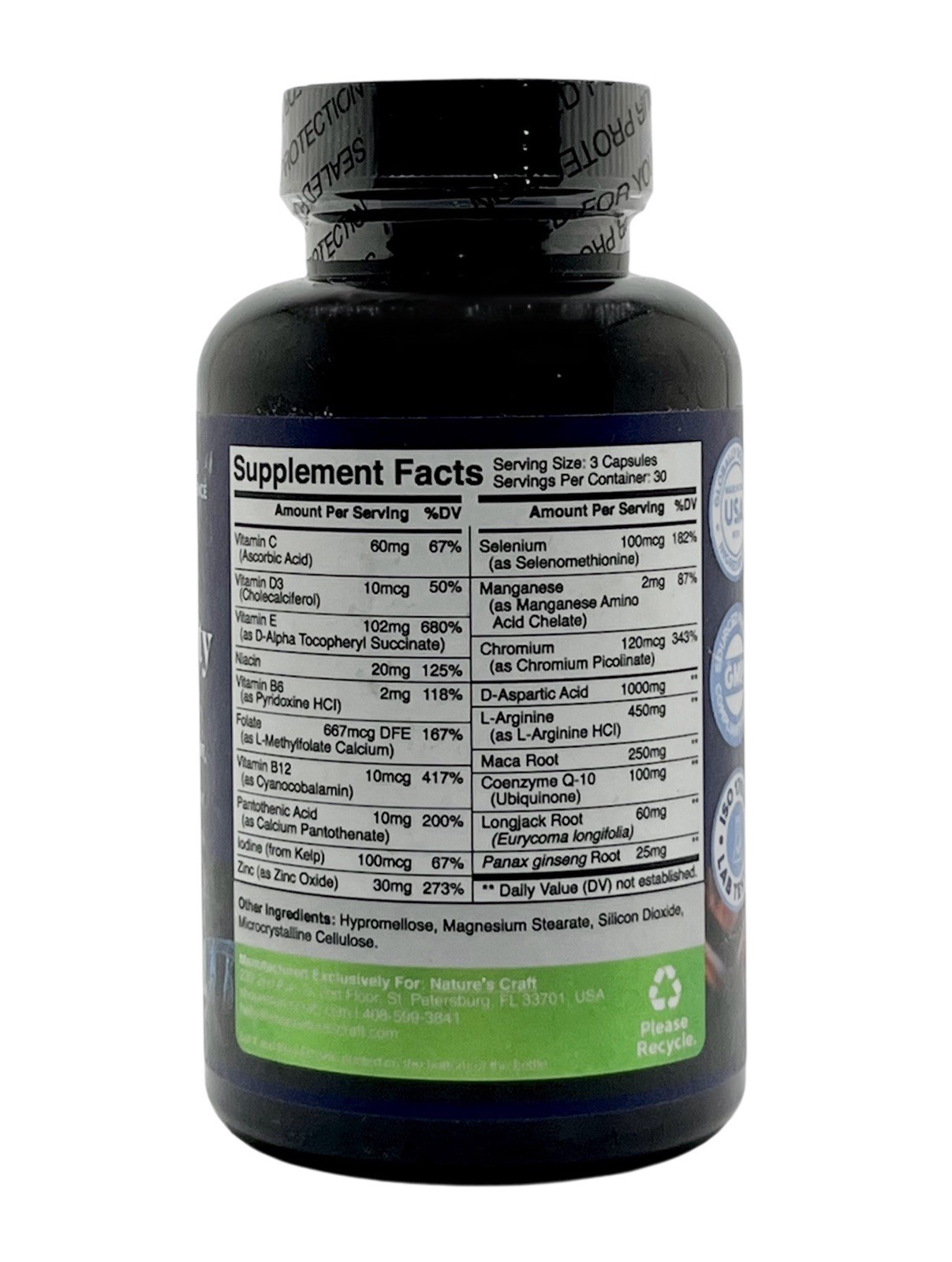Male Fertility Supplement Pre Conception ~ CoQ10, Methyl Folate, Maca Root 90ct