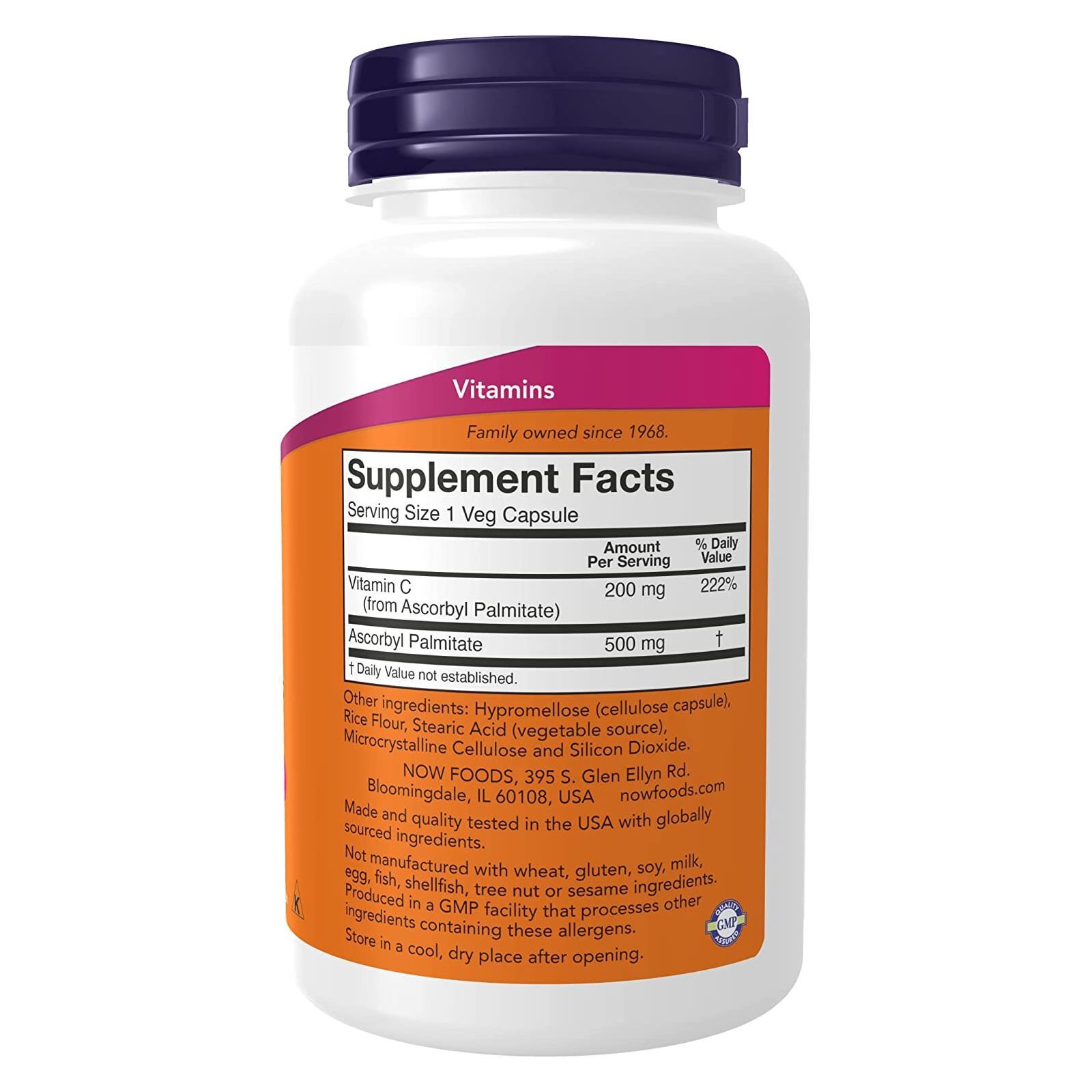 NOW FOODS Ascorbyl Palmitate 500 mg 100 Veg Capsules