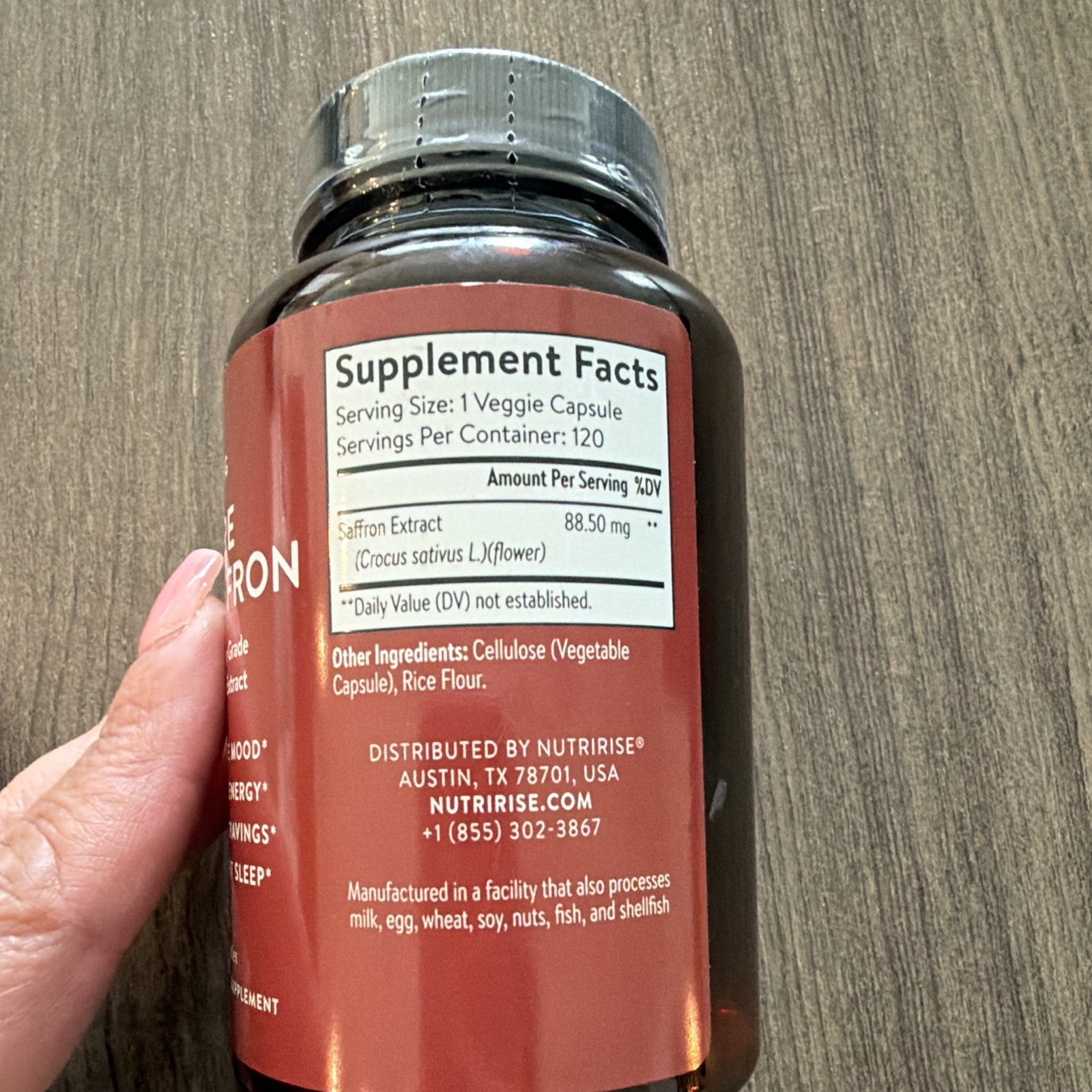 Nutririse Saffron Extract 88.5 mg 120 Capsules Mood Energy Sleep Support