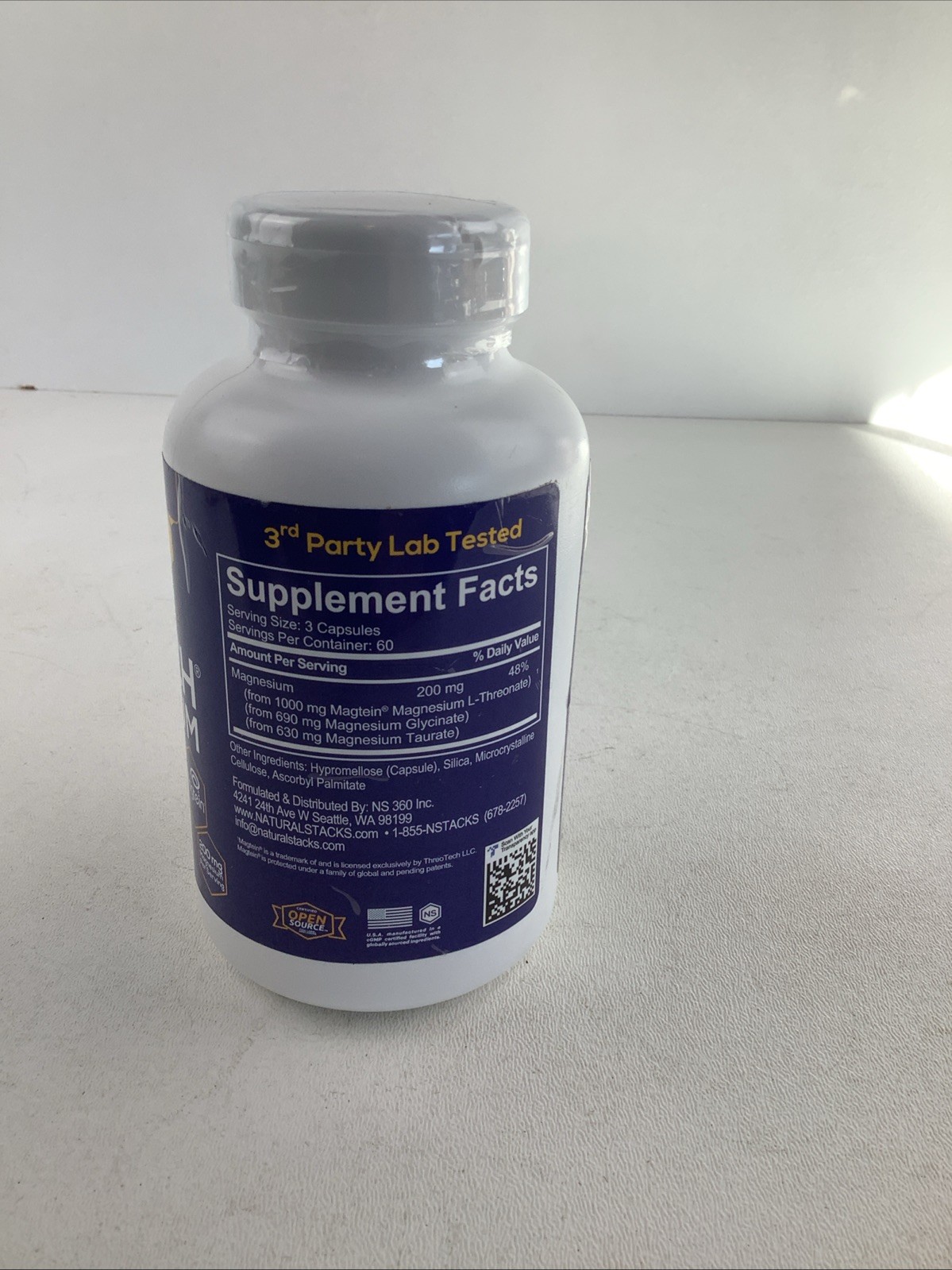 Natural Stacks MagTech Magnesium Complex 180 Vegan Capsules 60 Servings Exp.2/28