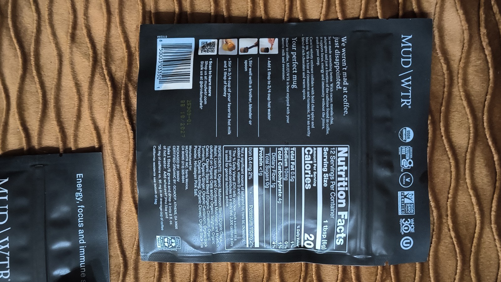 4 pack MUD WTR :rise Cacao Mushroom Coffee MUDWTR exp 5/27