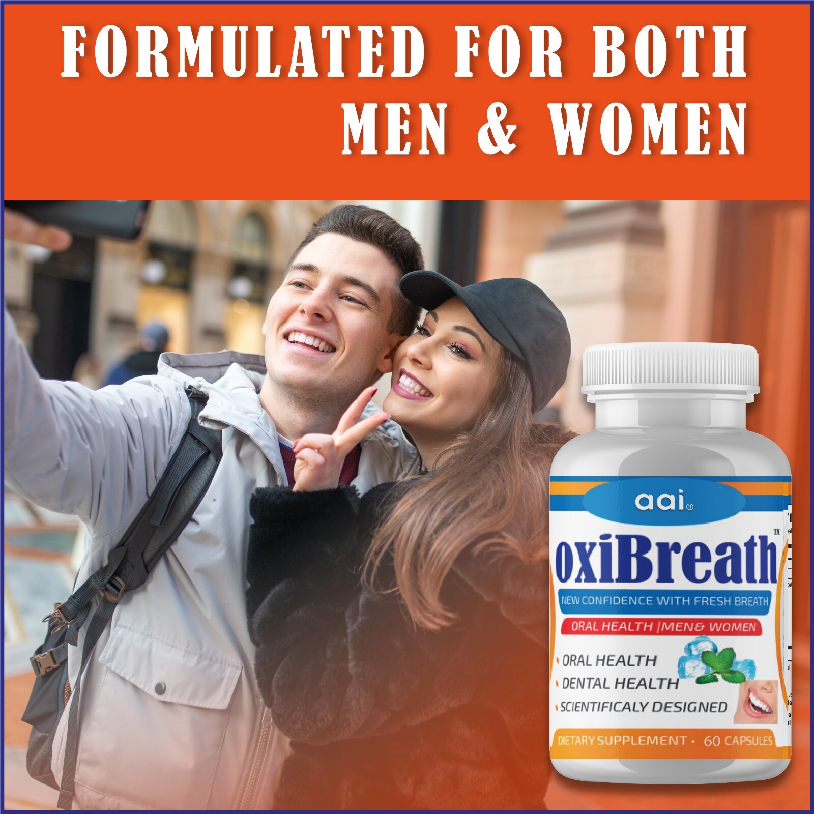 oxiBreath Bad Breath Freshener, Dental Oral Care 60 Pills Gut Health, Halitosis