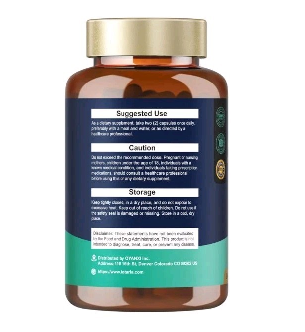 Totaria Health Magnesium Complex Vegan Capsules 120ct Energy Mood Nerve Support