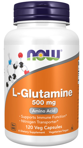 NOW Foods L-Glutamine 500 mg 120 Veg Caps – Immune Health – Nitrogen Transporter