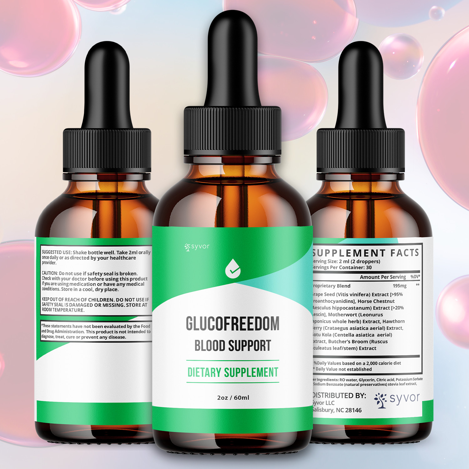 (1 Pack) Gluco Freedom Blood Support Drop GlucoFreedom Vitamin Formula 30 Servs