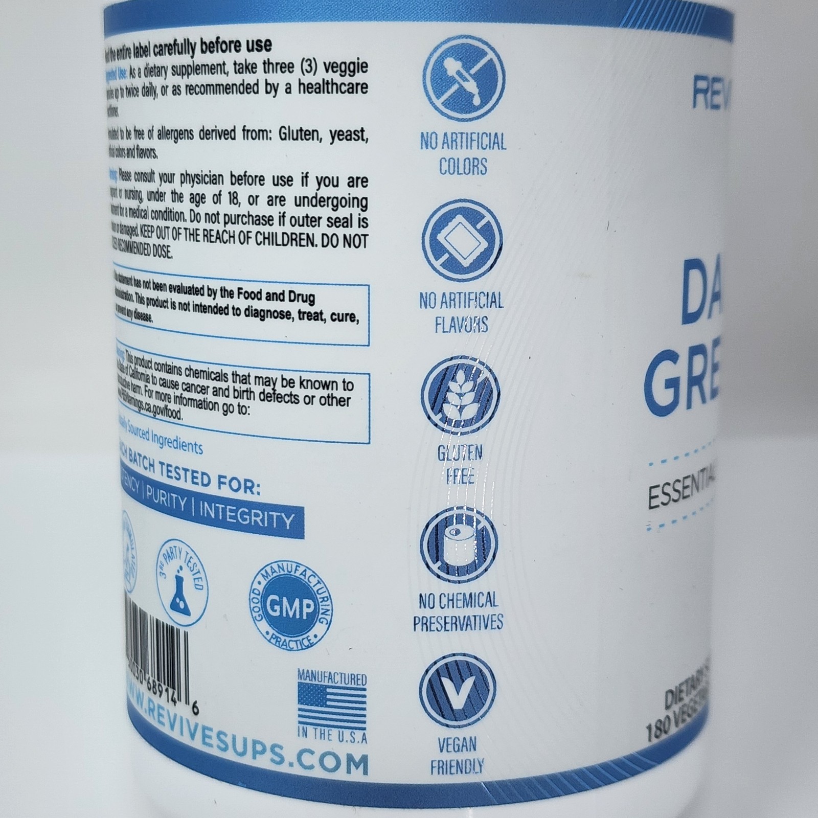 Revive MD Daily Greens Dietary Supplement 180 Capsules Each (2 Pack) Exp 04/2027