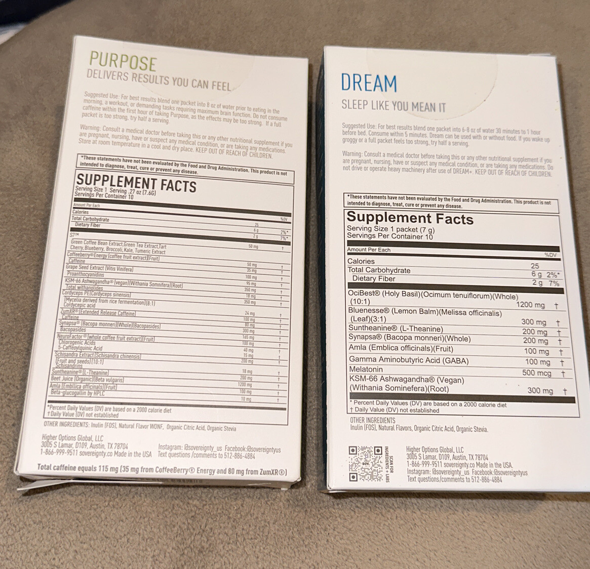 Sovereignty 1-pc Dream + 1-pc Purpose Dietary Supplement
