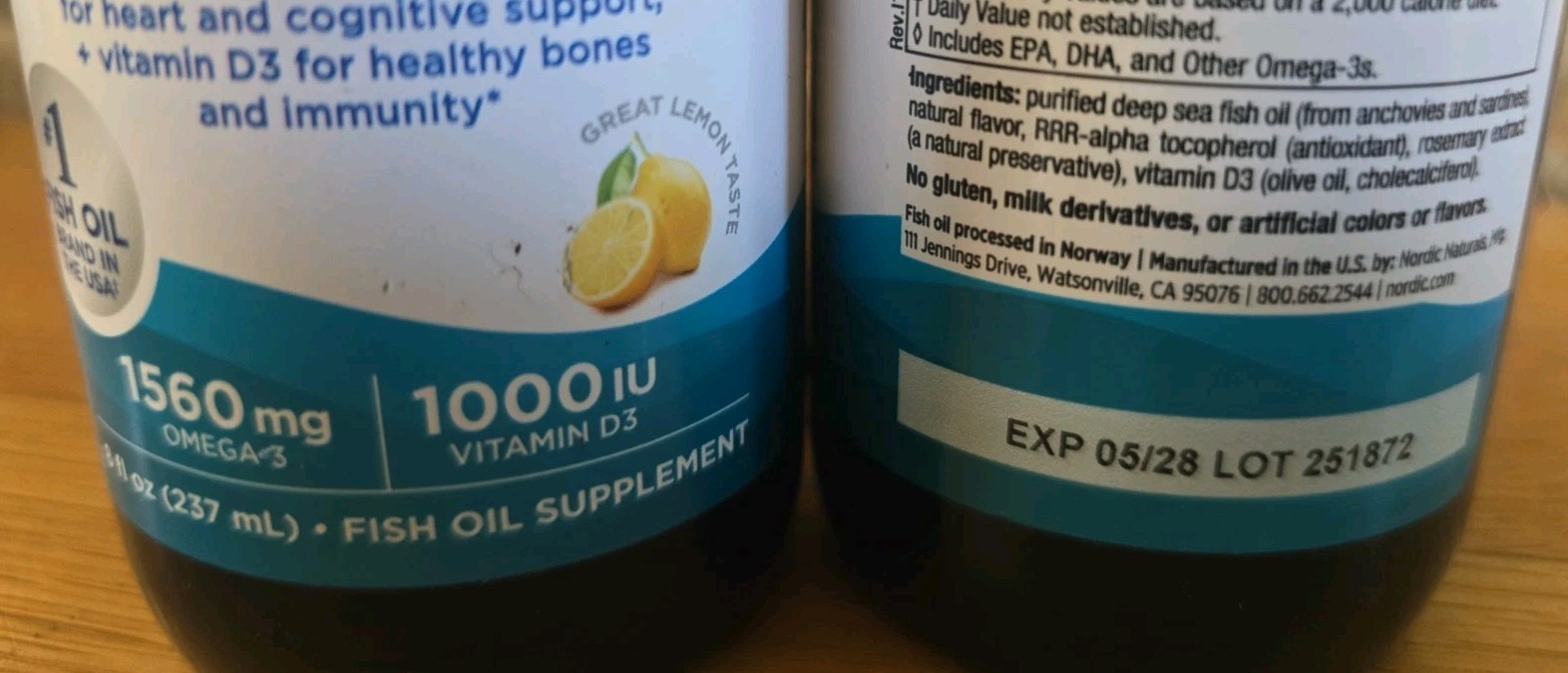 2-Pack NORDIC Naturals Omega 3D Liquid 8 oz Exp 05/28 Lemon Fish Oil 1560 mg