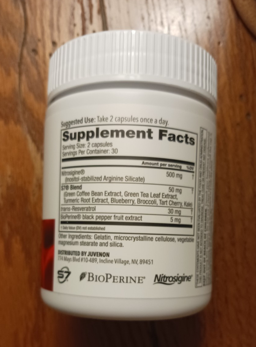 Juvenon Blood Flow-7 Nitric Oxide Supplement – 2 Bottles 60ct – New