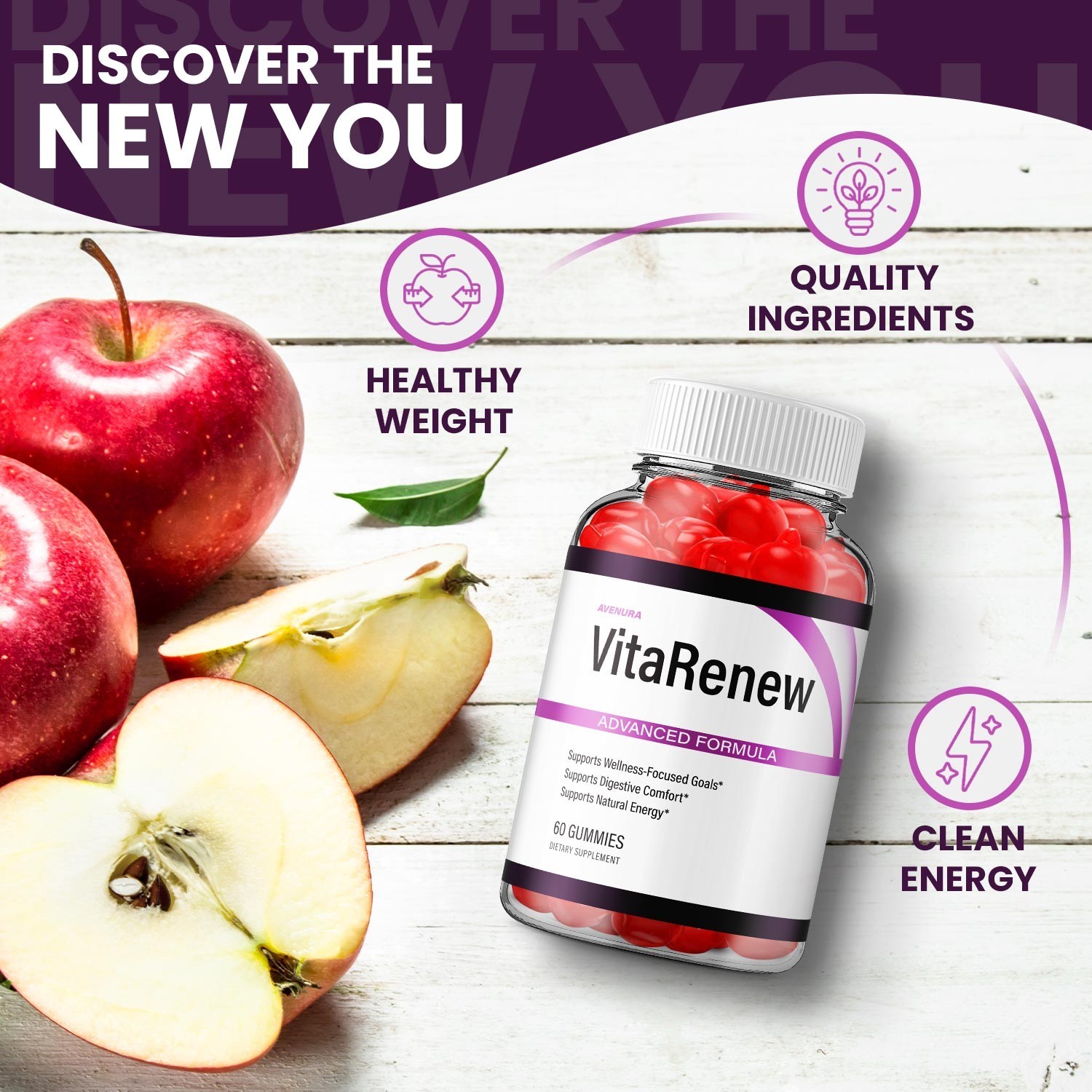 (2 Pack) VitaRenew ACV Gummy – Natural Ingredients for Overall Wellness Support