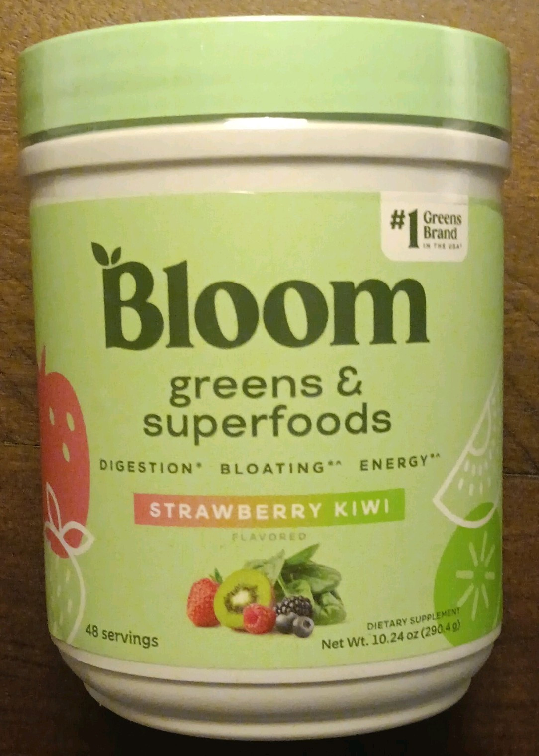 Bloom Greens & Superfoods Powder Strawberry Kiwi Digestive & Energy 10.24 oz
