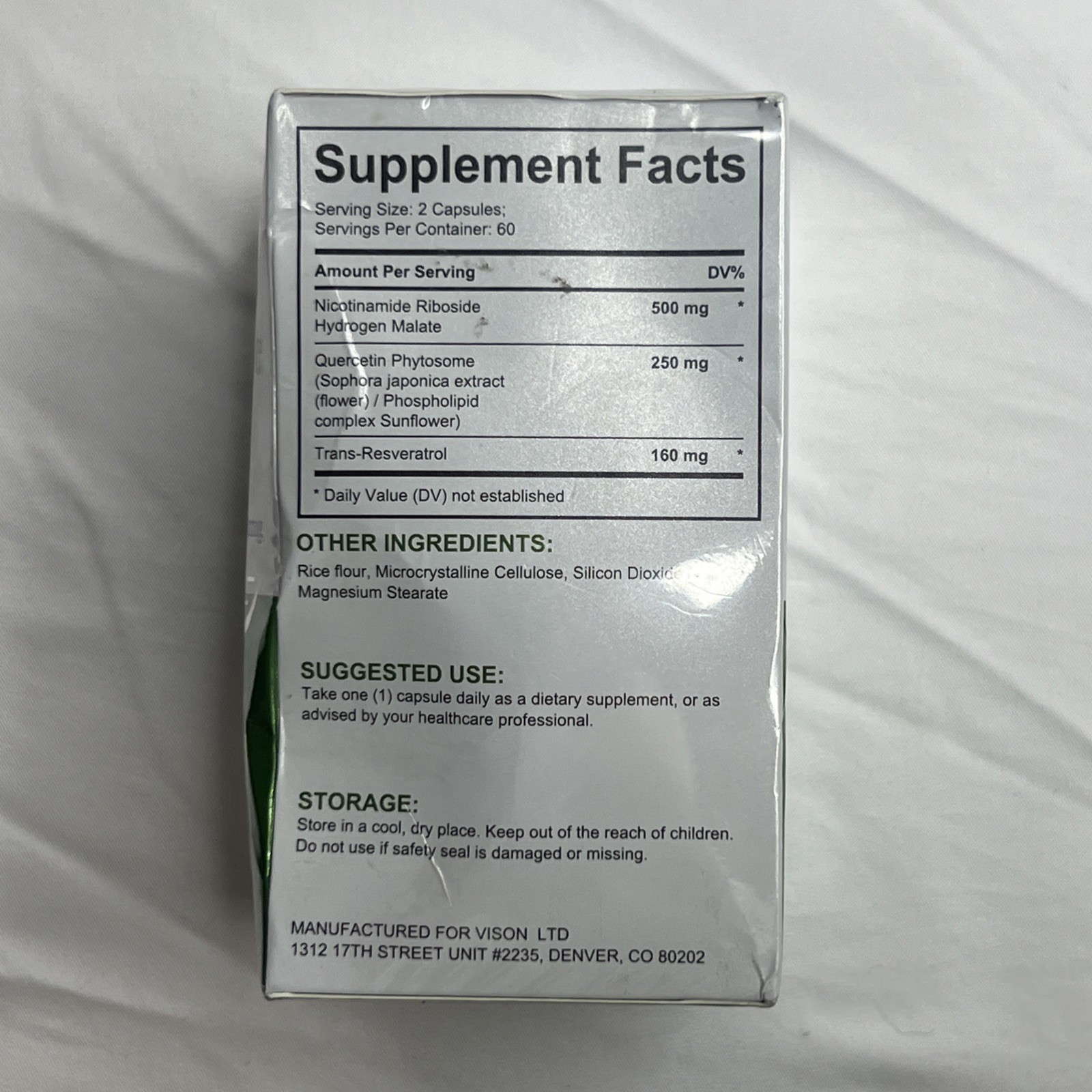 Acentiallabs NAD + Nicotinamide Riboside Resveratrol 910 mg 120 Caps EXP 10/2027