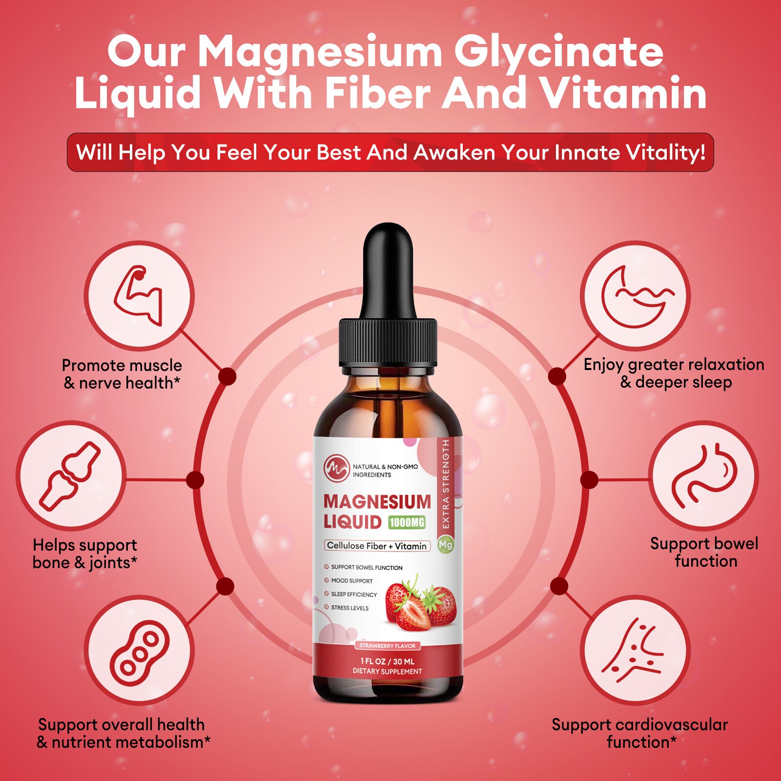 1-5X Magnesium Liquid Drops, Magnesium Glycinate,Improve Sleep,Anxiety Relief