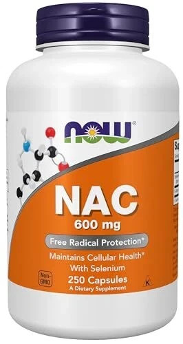 NOW NAC 600 mg Free Radical Protection 250 Capsules, Exp 0 1/2030