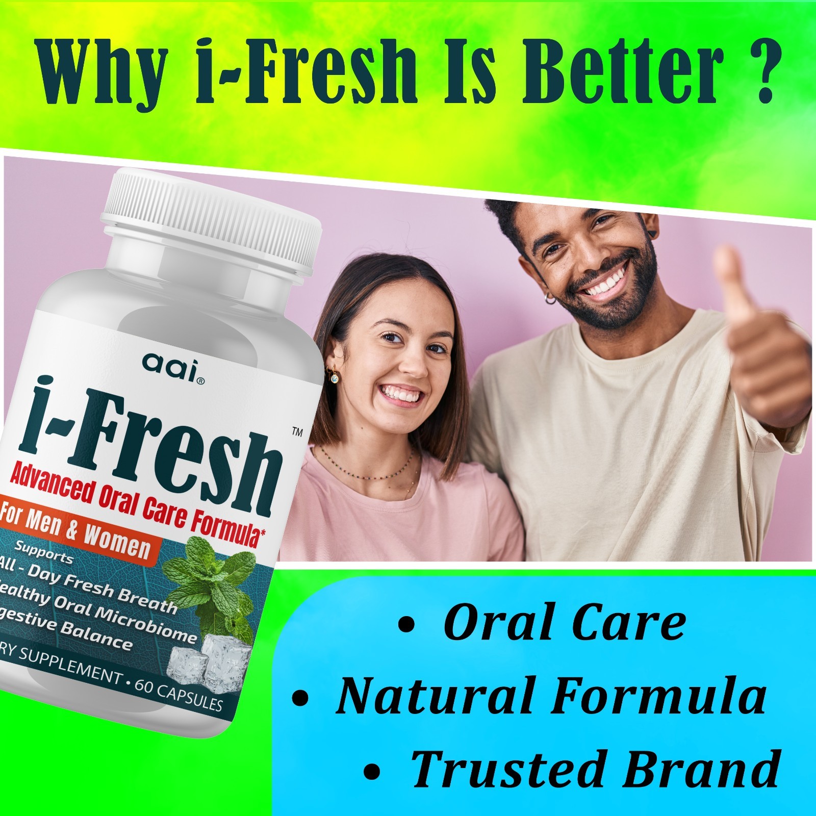 Oral Probiotics for Bad Breath, Oral Health & Fresh Breath Digestive Enzymes 60C