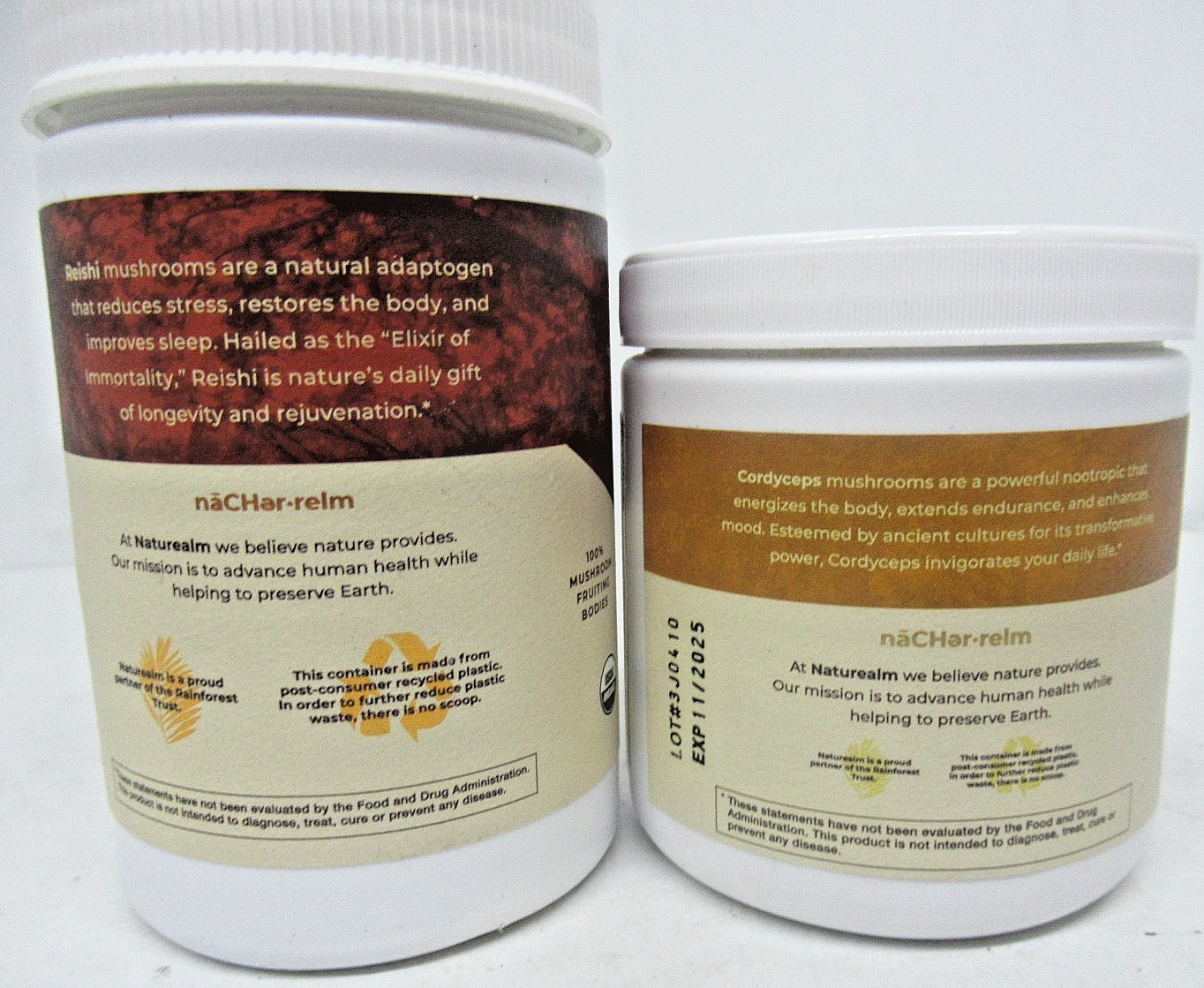Naturealm Reishi & Cordyceps Mushroom Extract Powder, Dietary Supplement, 2.1oz
