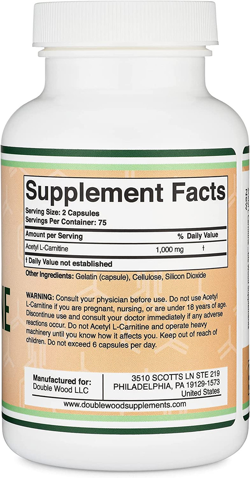 Acetyl L-Carnitine 1,000Mg per Serving, 150 Capsules (ALCAR for Brain Function S