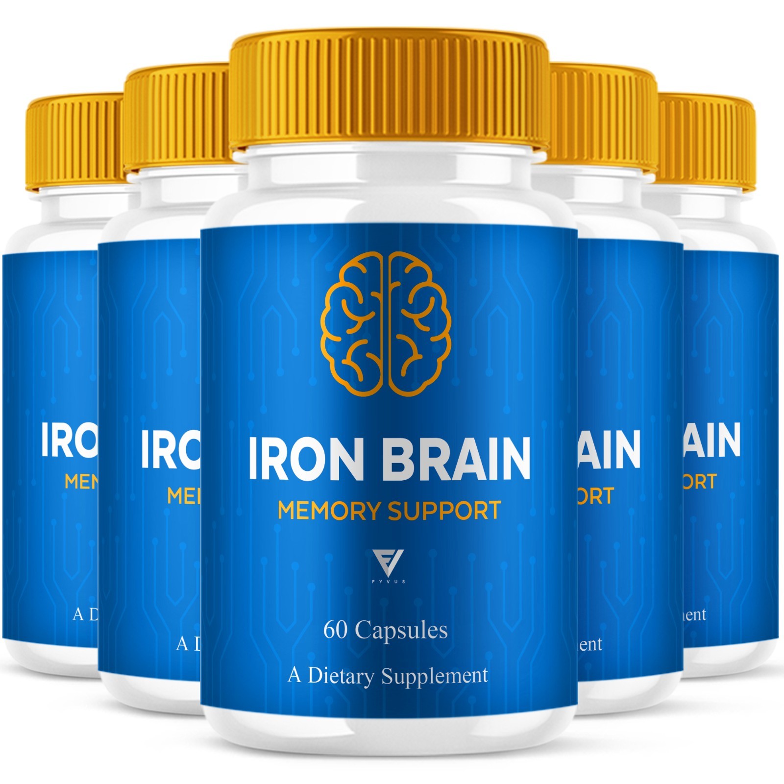 (5 Pack) Iron Brain Premium Nootropic Supplement, IronBrain Pills (300 Capsules)