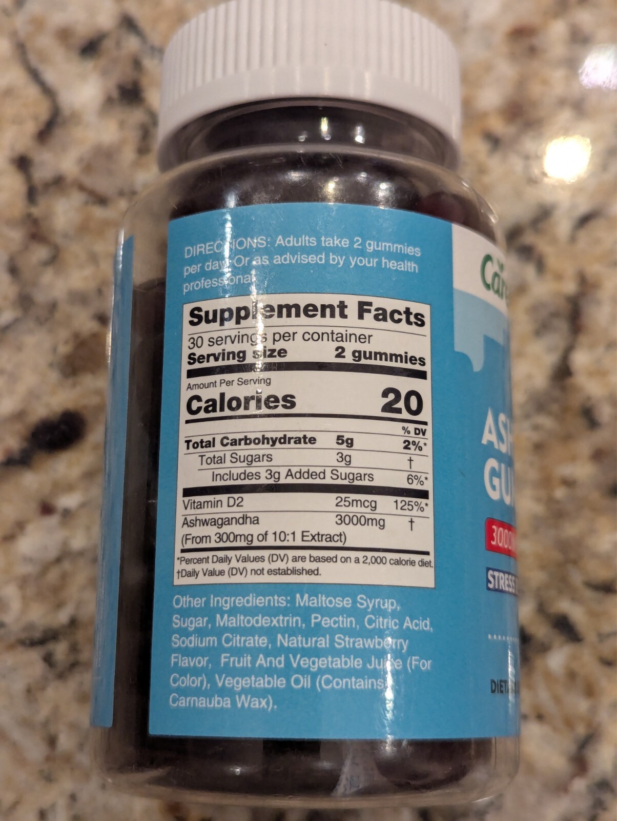 Careleaf Ashwagandha Stress Relief 3000mg Strawberry 60 Gummies exp: 4/2026