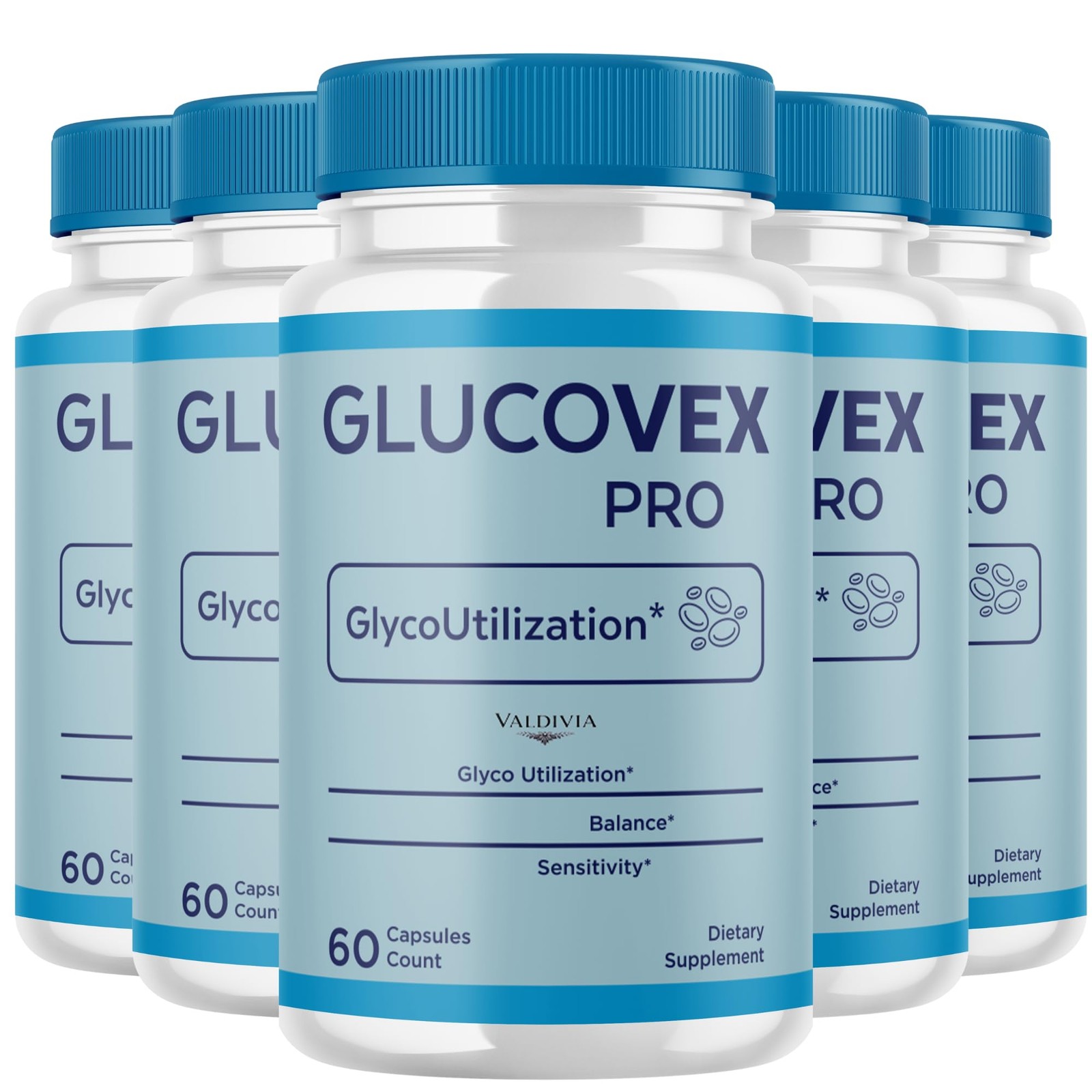 Valdivia (5 Pack) Glucovex Capsules 300 Capsules 5 Pack Blood Made in USA