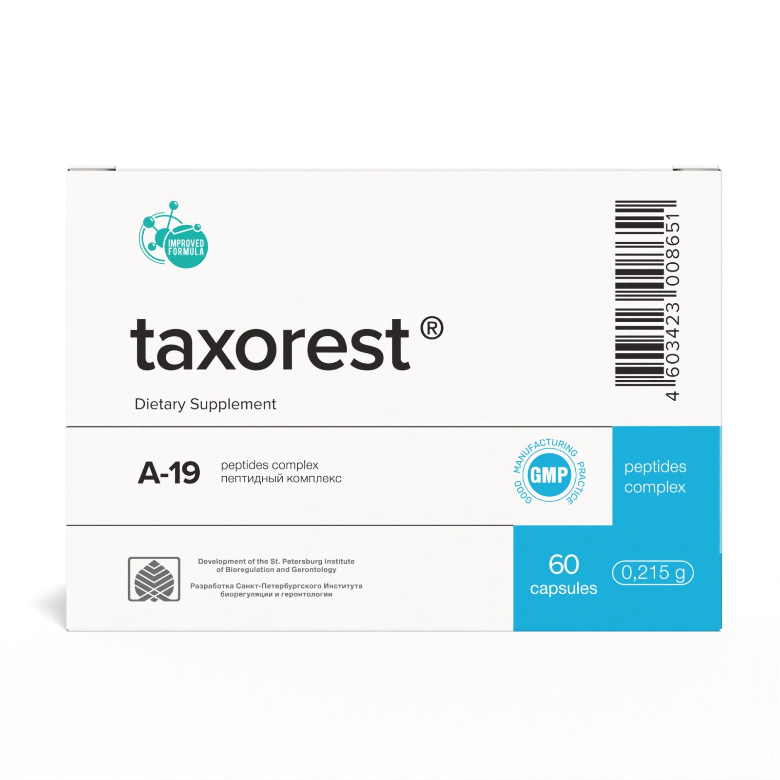 A-19 Taxorest Original Natural Khavinson Lung Peptide Bioregulator 60 capsules