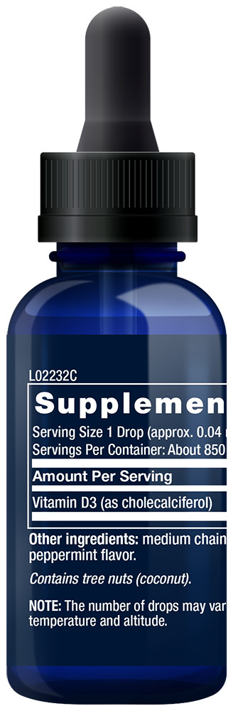 Life Extension LIQUID VITAMIN D 3 2000 IU I FL OZ MINT EXP 12/22 FREE SHIPING