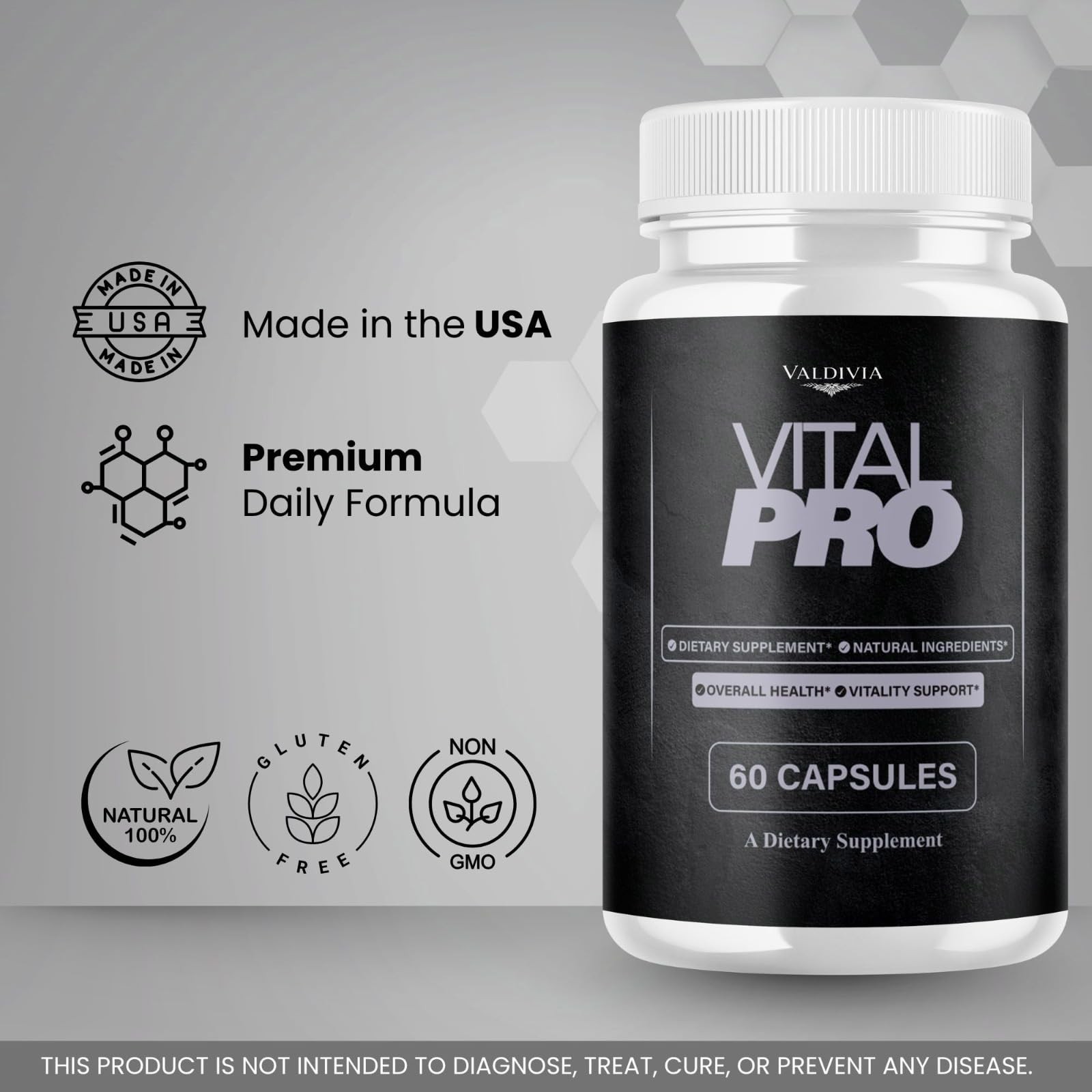 VitalPro Men Daily Wellness Supplement Capsules Energy Strength 3 Pack 180Ct
