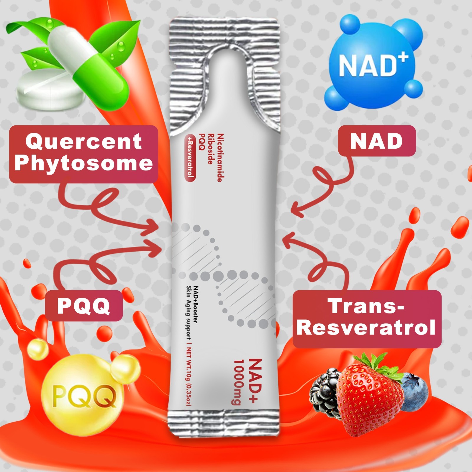 DEZEN NAD+ Liquid Drink Mix Supplement, Liposomal Nicotinamide Riboside