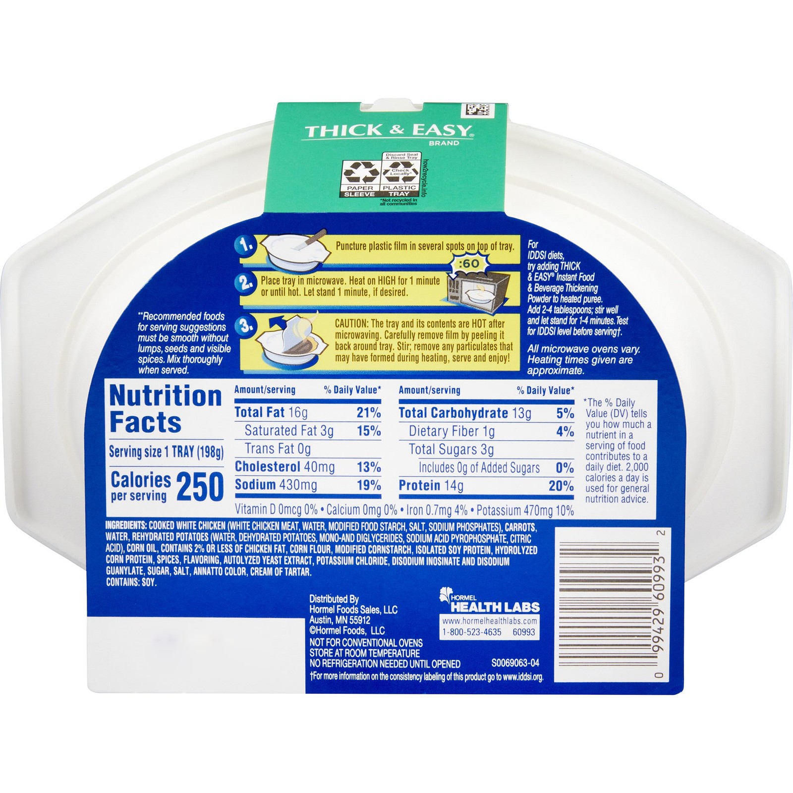 Thick & Easy 60748 Purees Microwave Meal Roasted Chicken Dinner 7 oz 7 Ct
