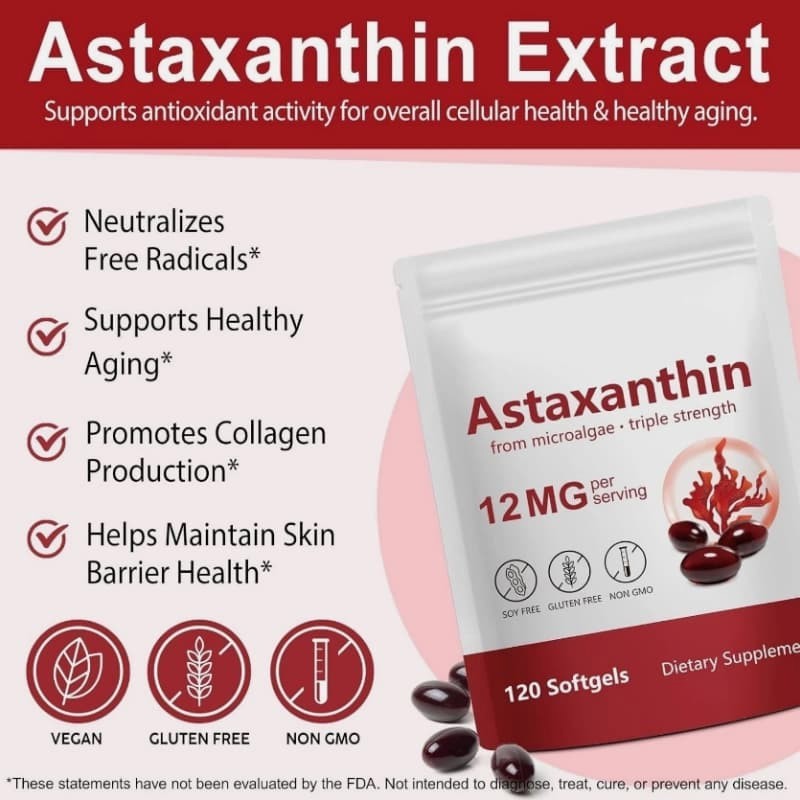12mg 120 Softgels Astaxanthin Capsuless, Premium Antioxidant Supplements Premium