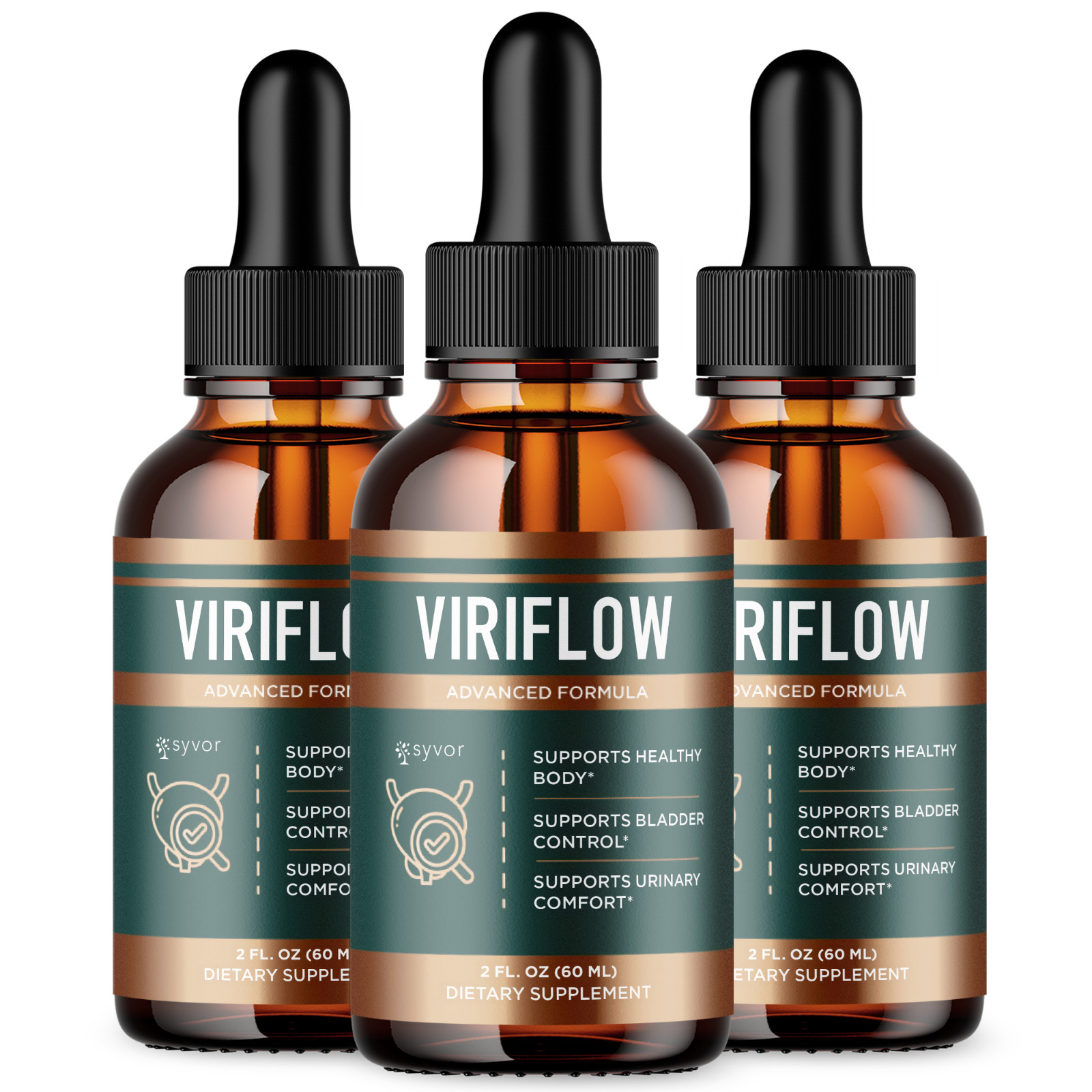 (3 Pack) Viriflow Male Support Drops Advanced Viri Flow Supplement, 90 Servings