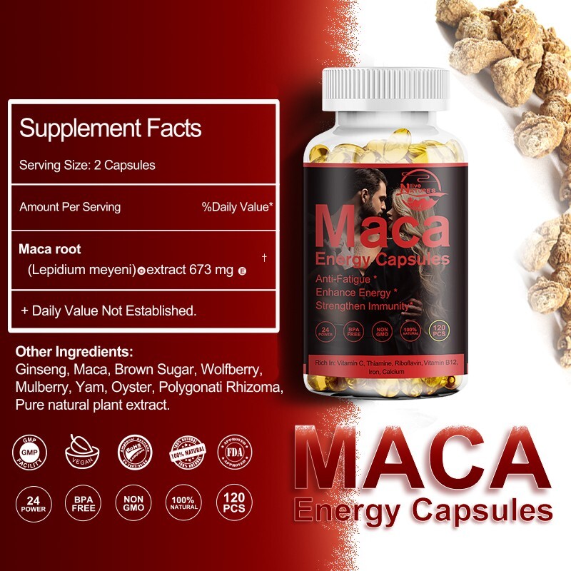 Organic Maca Root Capsules | 120 Pills | Peruvian Maca Extract for Men&Women