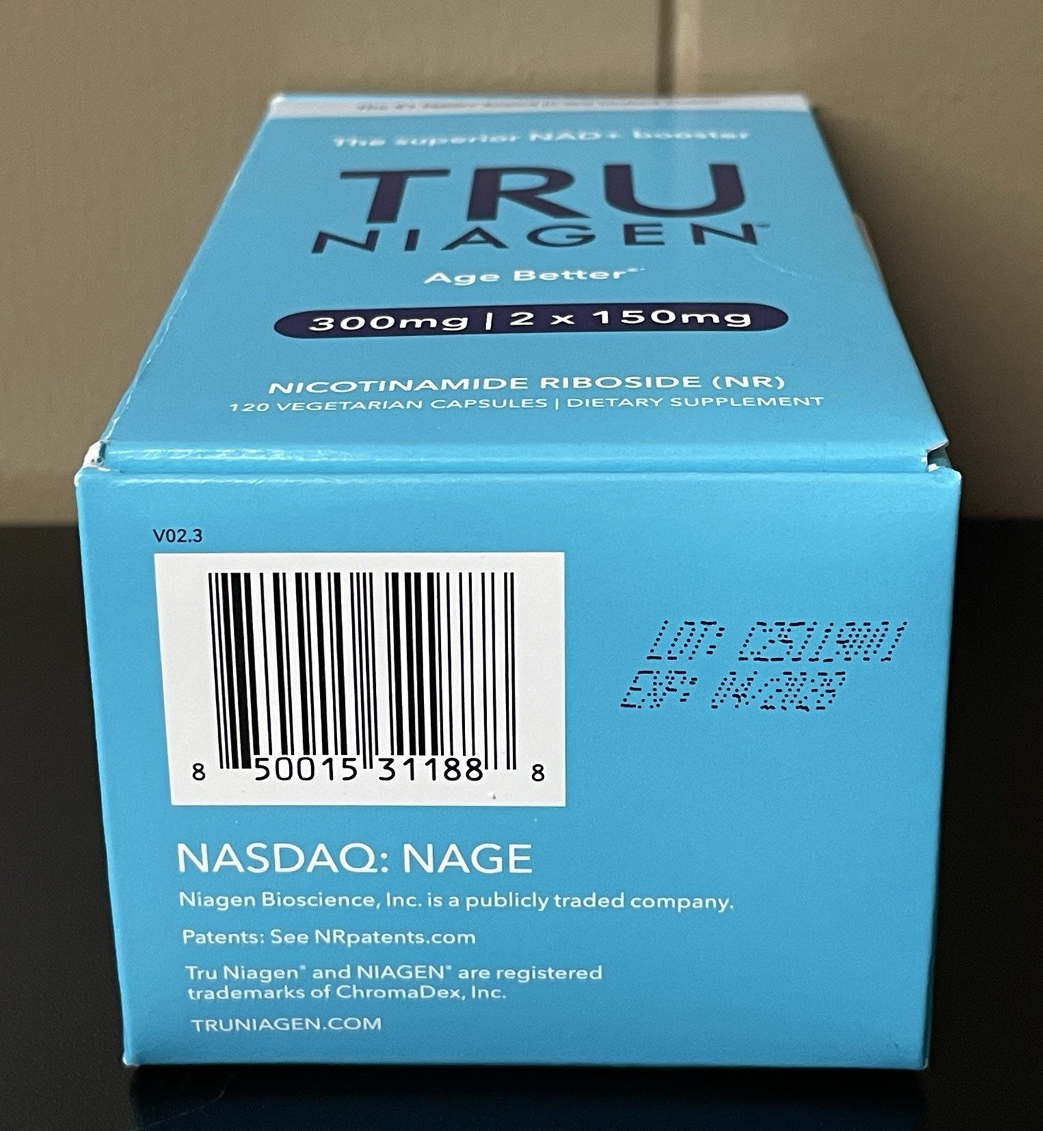 2 Pk Tru Niagen 300mg NAD+ Booster 120ct 150mg Capsules Exp 04/2028