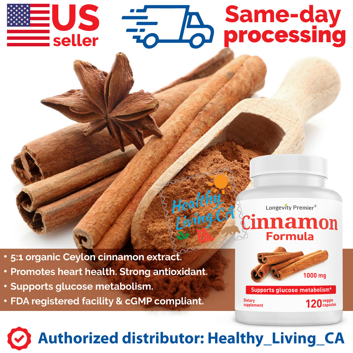 Longevity Cinnamon Formula: Support Healthy Blood Sugar & Overall Wellness. 5:1