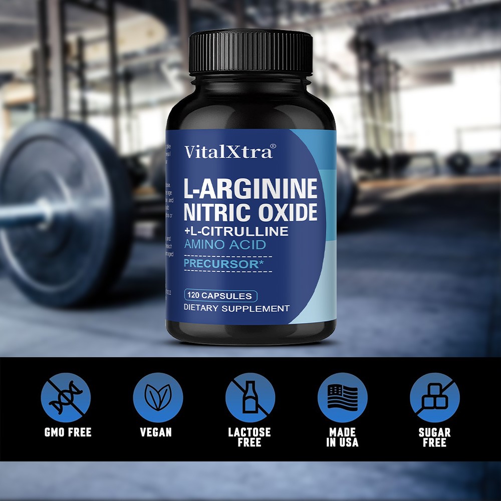 L Arginine Nitric Oxide L Citrulline Supplements Muscle Health 30-120 Capsules