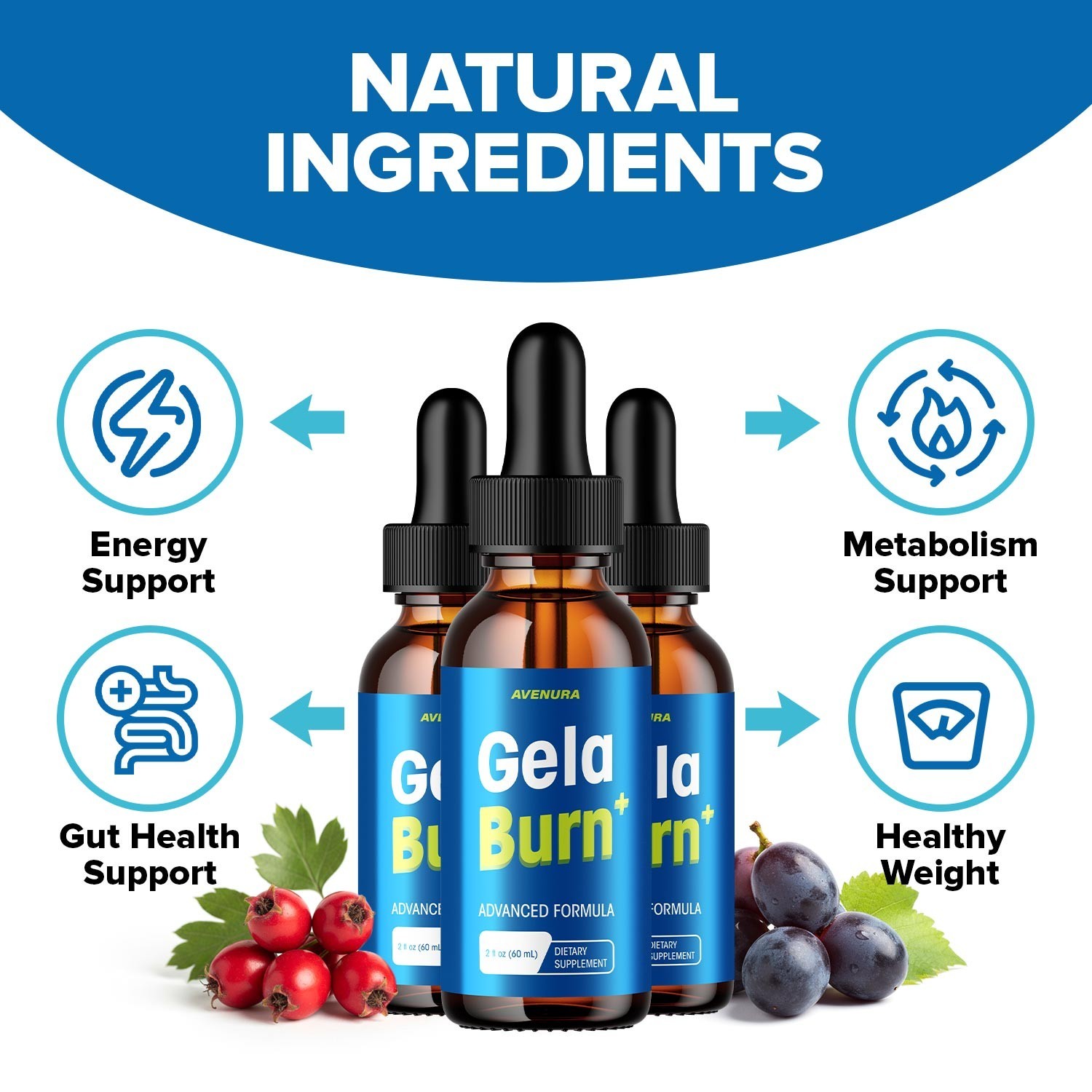 (2 Pack) Gela Burn Liquid Drops – GelaBurn Natural Blend Advanced Formula Drops