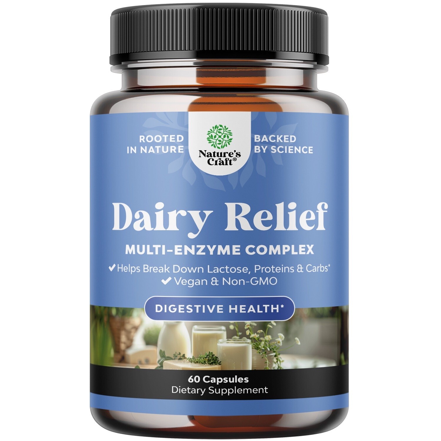 4X Lactose Intolerance Pills 60 Days Supply Fast Acting Dairy Digestive Enzyme