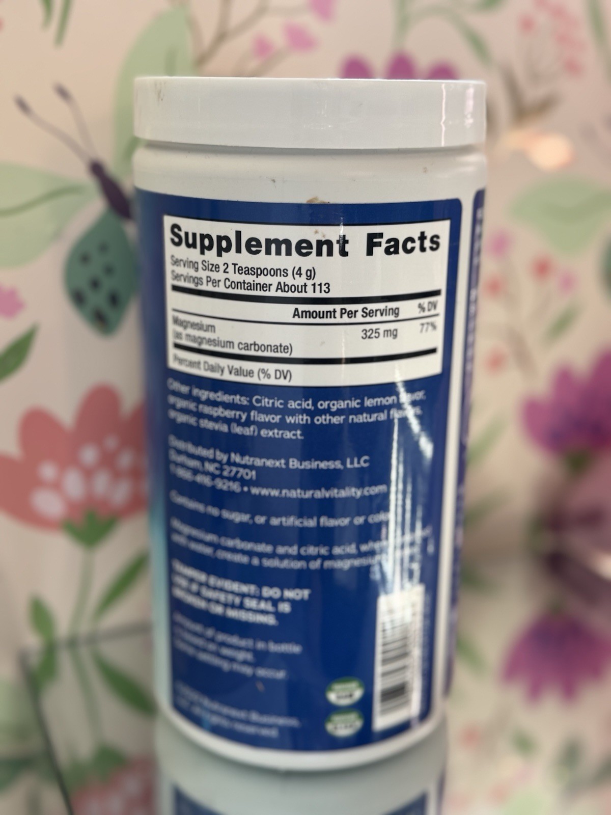 Natural Vitality Magnesium Supplement Drink Mix Raspberry-Lemon 16 oz
