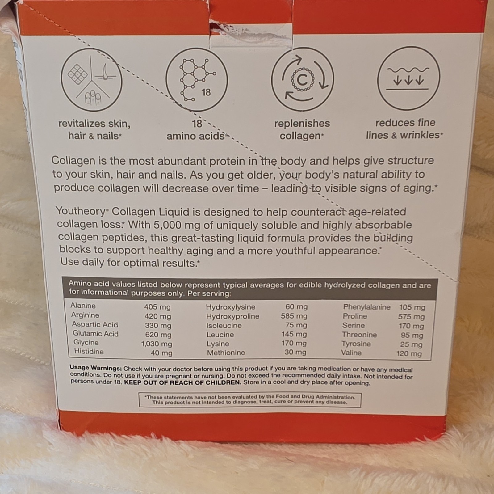 Youtheory Liquid Collagen Peptides 5,000mg Berry 12 Packets Sugar-Free
