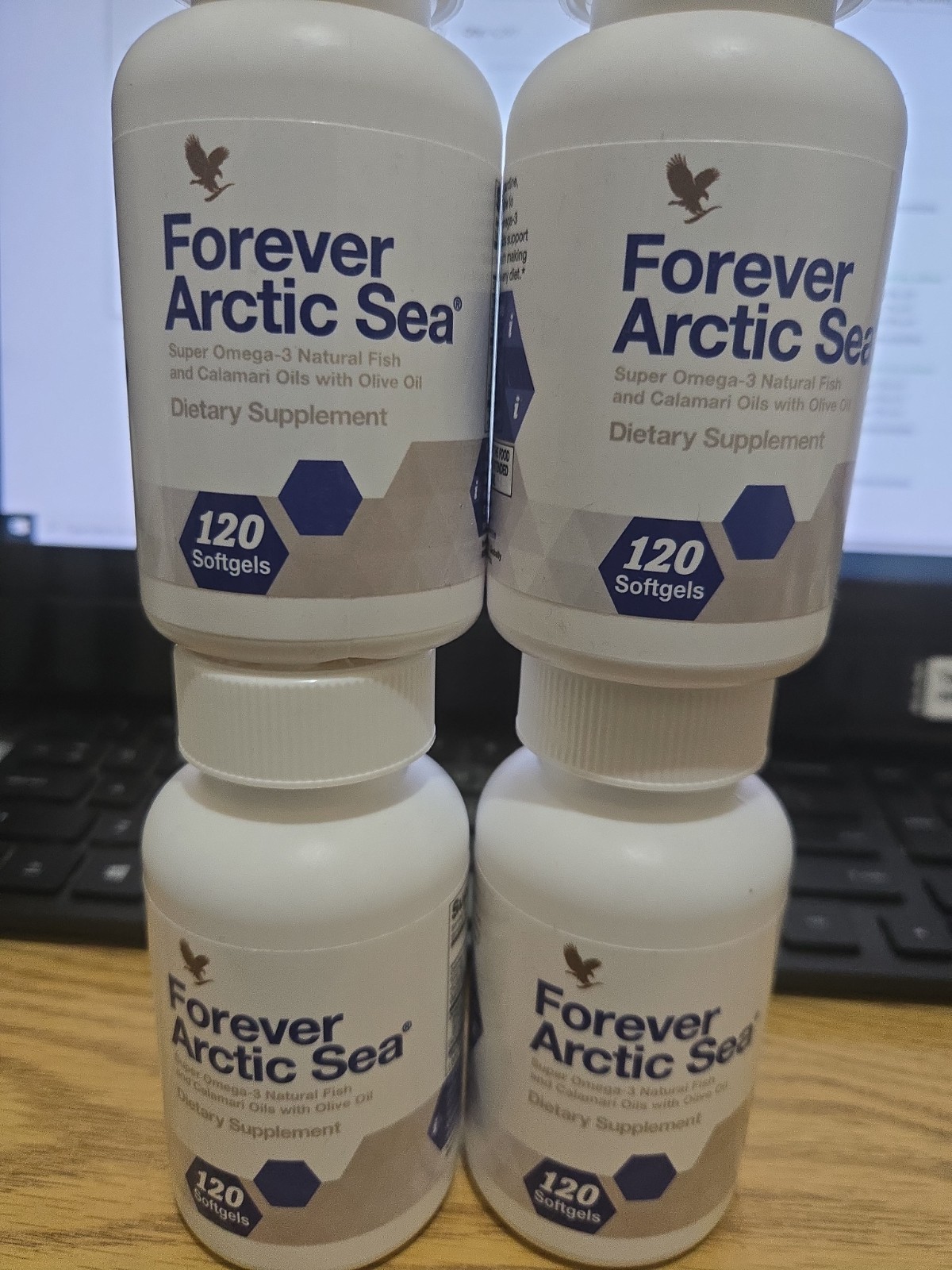 4 bottles of FOREVER ARCTIC SEA (120 Softgels ea) HALAL