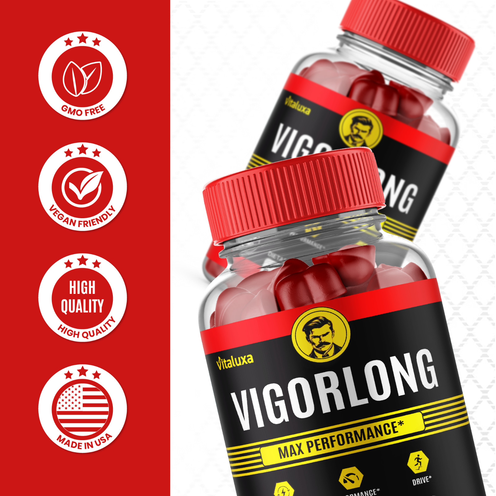 (5 Pack) VigorLong Male Gummies, Vigor Long Advanced Men Performance (300 ct)