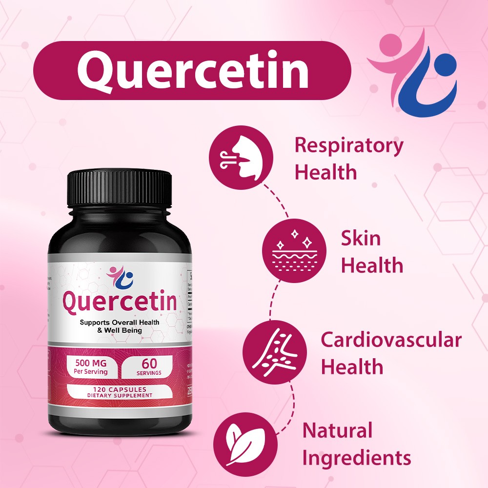 Quercetin 500 Mg Supplements Skin Respiratory Cardiovascular 120 Capsules