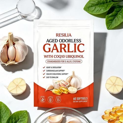 Resilia Aged Odorless Garlic Extract 600mg Softgels (60 Count)