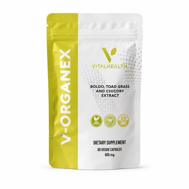 Vitalhealth V-Organex Boldo Toad Grass Chicory 60 Veggie Caps 605mg Non-GMO