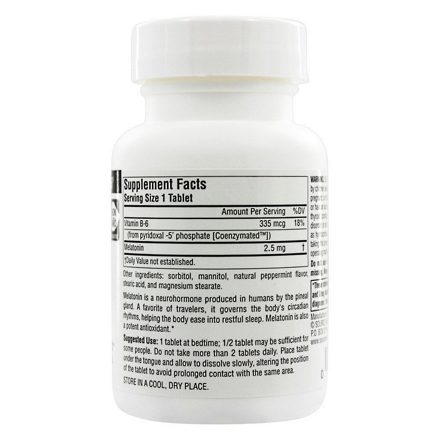 Source Naturals Melatonin 2.5mg, Peppermint, 60 Tablets