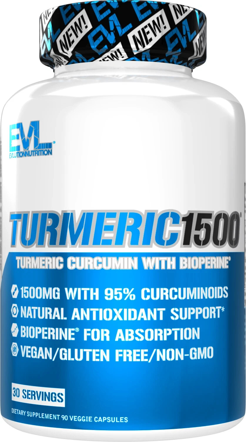 EVL EVLUTIONNutrition Nutrition Turmeric 1500 Antioxidant 90 Capsules EXP 01/26