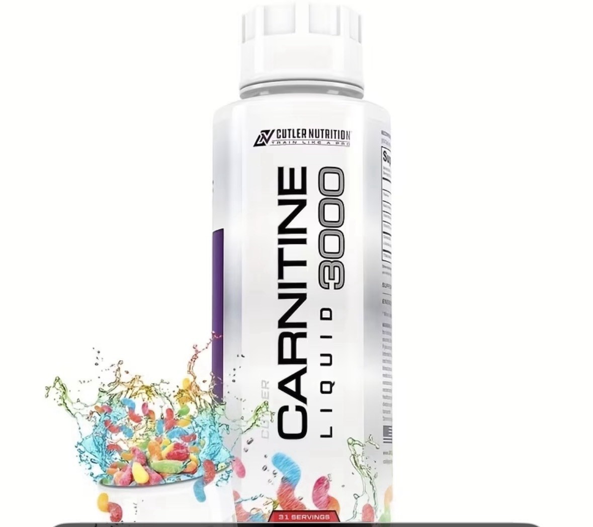 Cutler Nutrition Carnitine Liquid 3000mg Sour Gummy L-Carnitine Energy Support